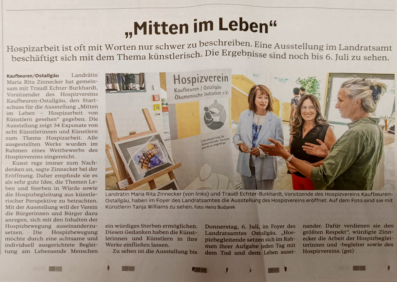 Mitten im Leben - Ausstellung des Hospizvereins Kaufbeuren-Ostallgäu